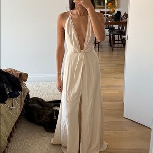 Reformation Cream Backless Maxi Dress